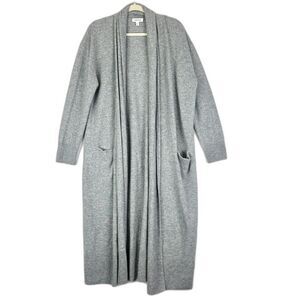 Nordstrom Wool Cashmere Longline Cardigan Size Large Midi Pockets Quet Luxury